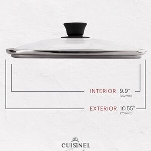 Cuisinel 10 in square tempered Glass Lid Cover Silicone Knob for grill skillet